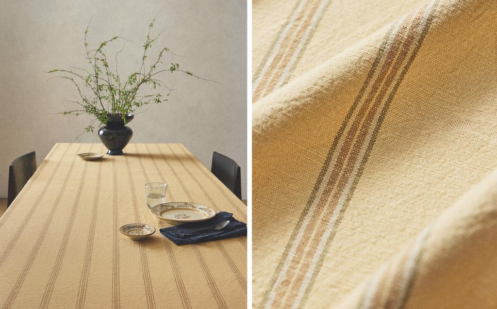 TABLECLOTH WITH DYED THREAD STRIPES TABLECLOTH WITH DYED THREAD STRIPES