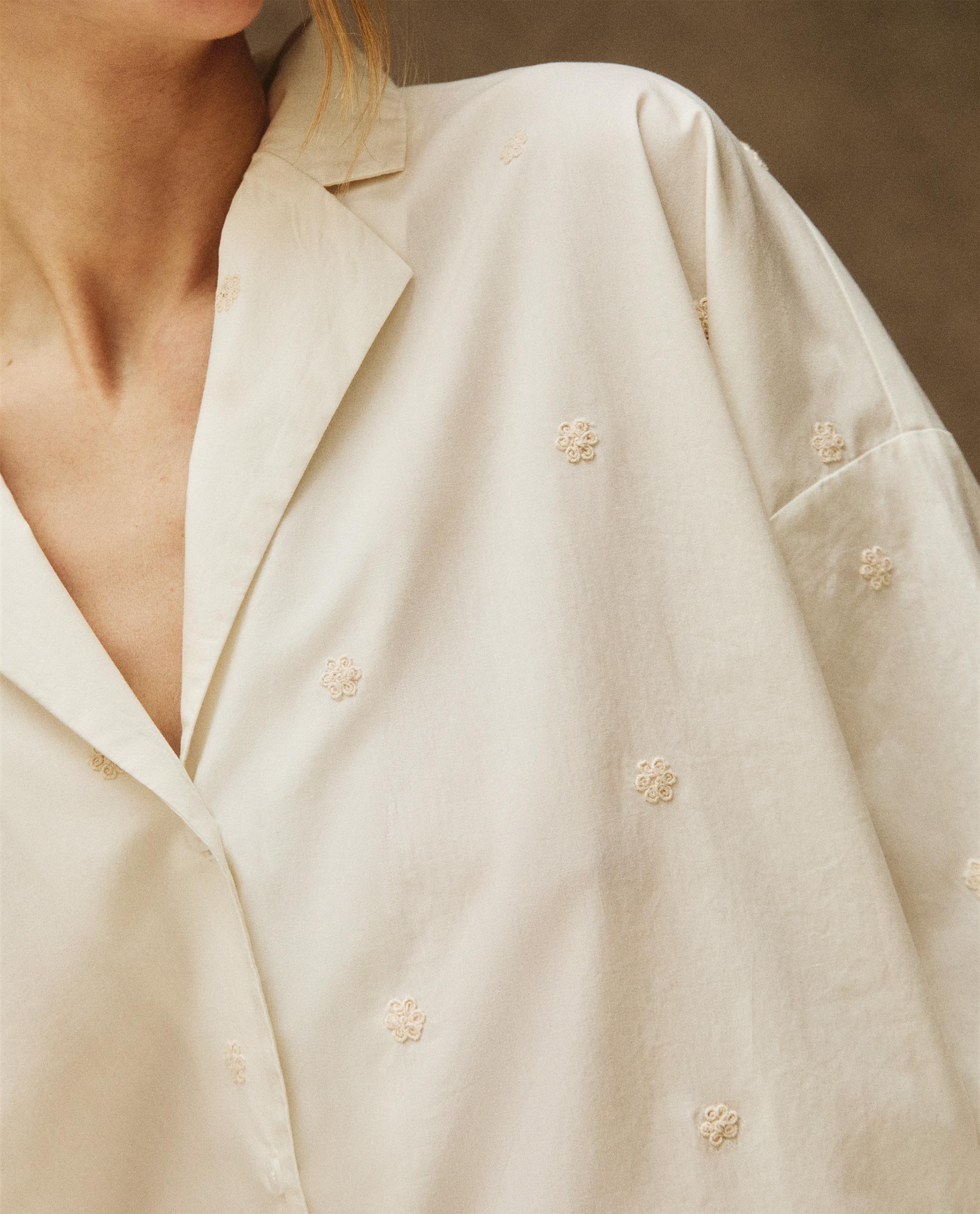 COTTON SHIRT WITH FLORAL EMBROIDERY | Zara Home United