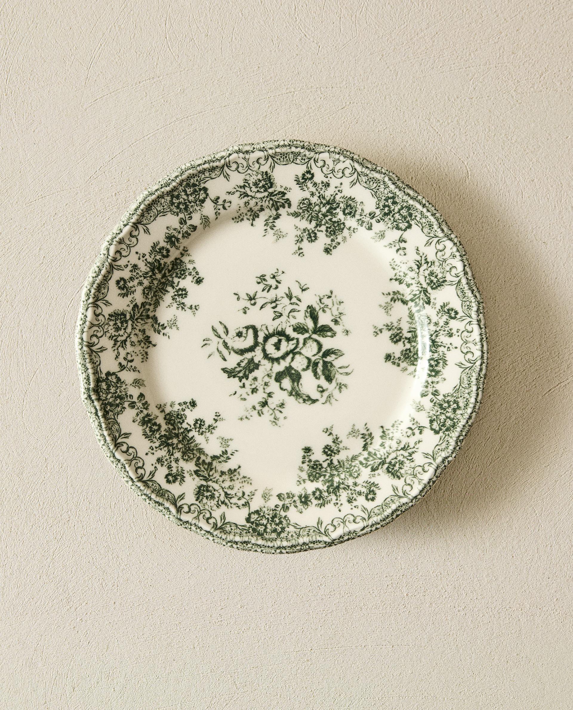 FLORAL EARTHENWARE DESSERT PLATE