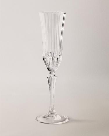 ENGRAVED-EFFECT CRYSTALLINE FLUTE GLASS