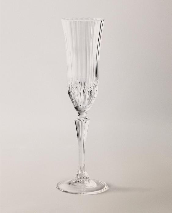ENGRAVED-EFFECT CRYSTALLINE FLUTE GLASS