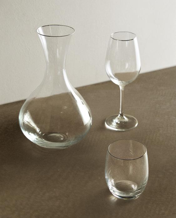 SILVER RIM CRYSTALLINE TUMBLER SET SILVER RIM CRYSTALLINE TUMBLER SET