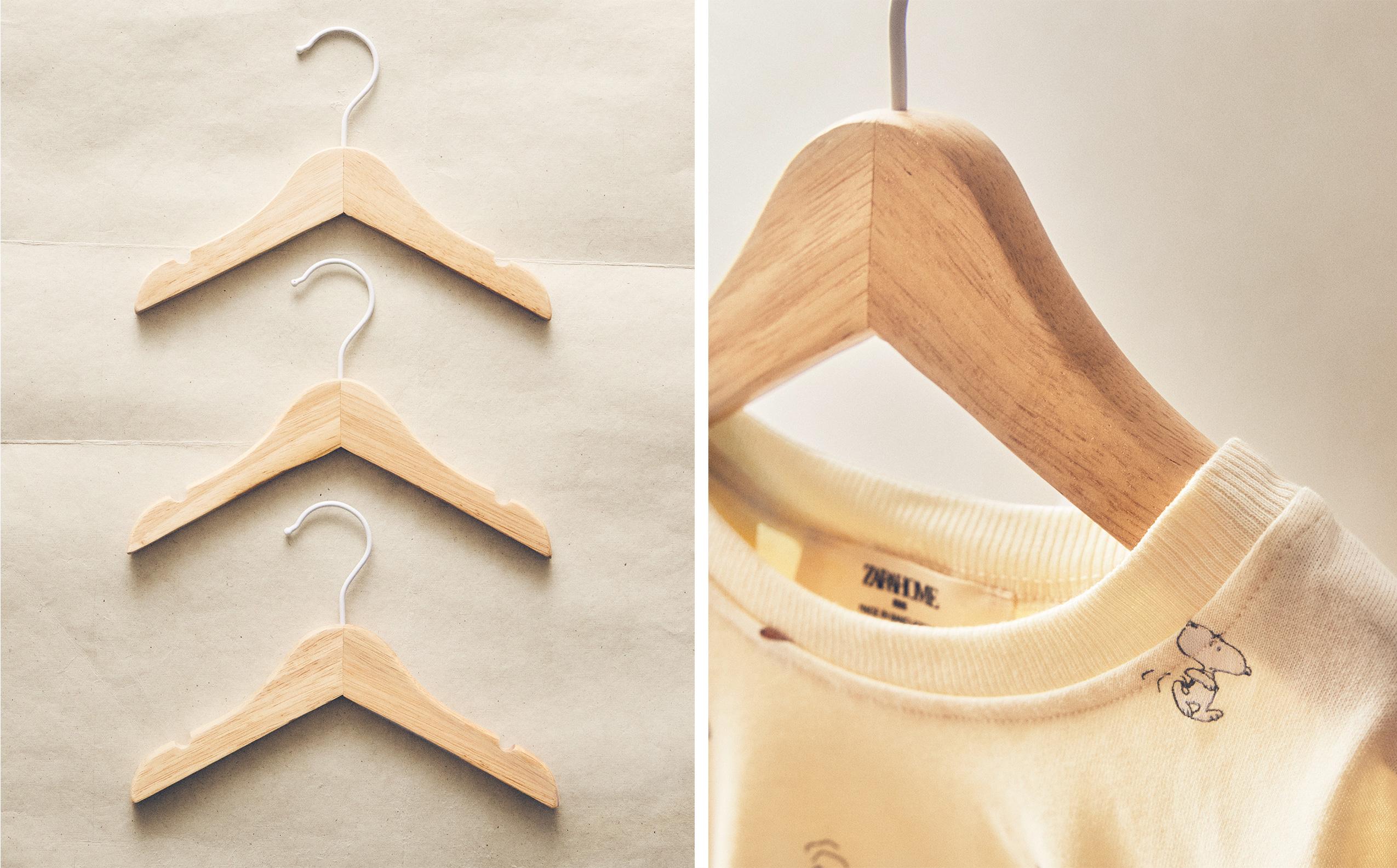 KIDS SET 3 PERCHAS CAMISA BEBÉ MADERA NATURAL