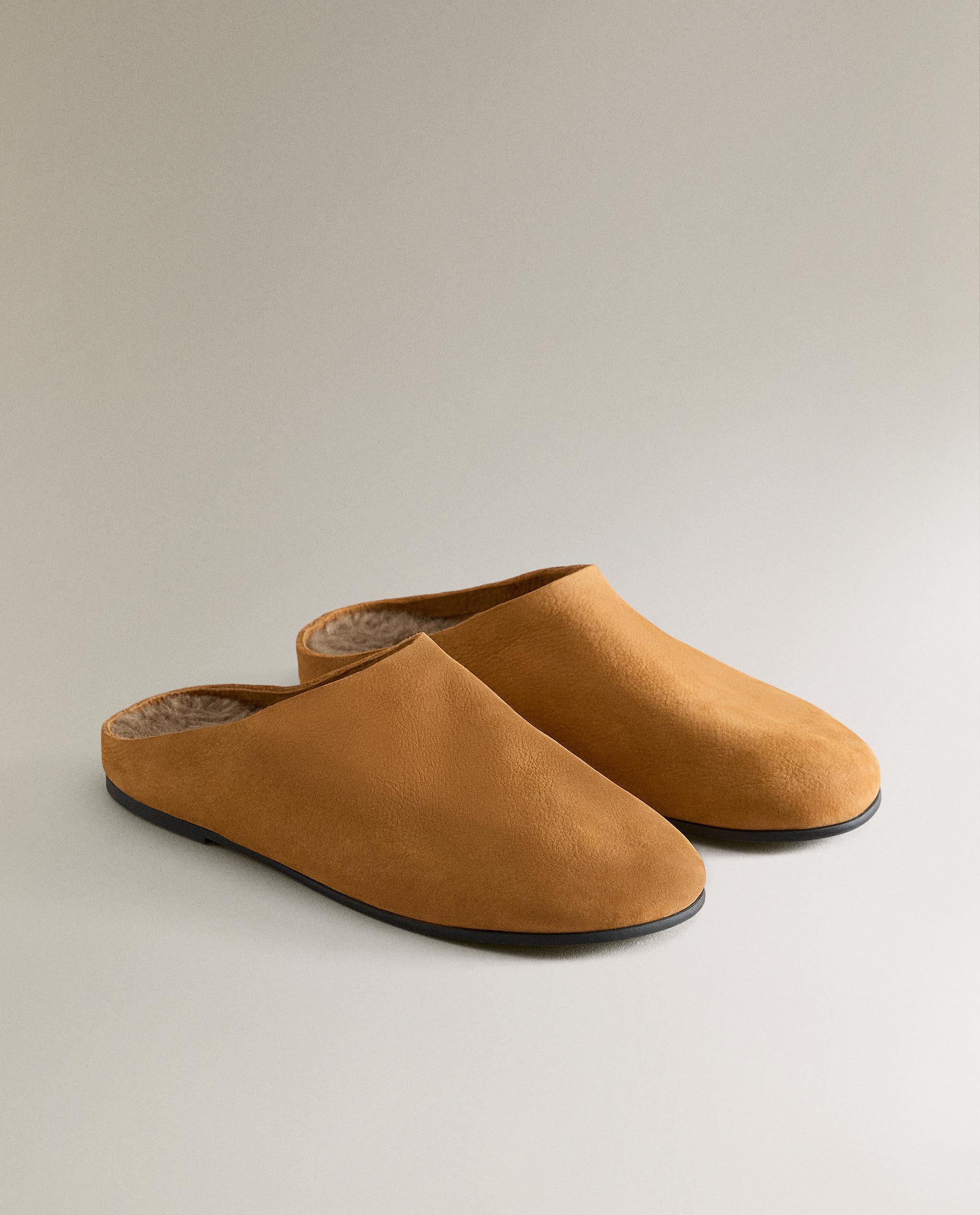 WARM LEATHER MULE SLIPPERS | Zara Home United States of America