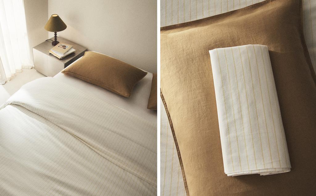 BETTBEZUG AUS GEWASCHENEM BAUMWOLLSTOFF MIT STREIFEN BETTBEZUG AUS GEWASCHENEM BAUMWOLLSTOFF MIT STREIFEN