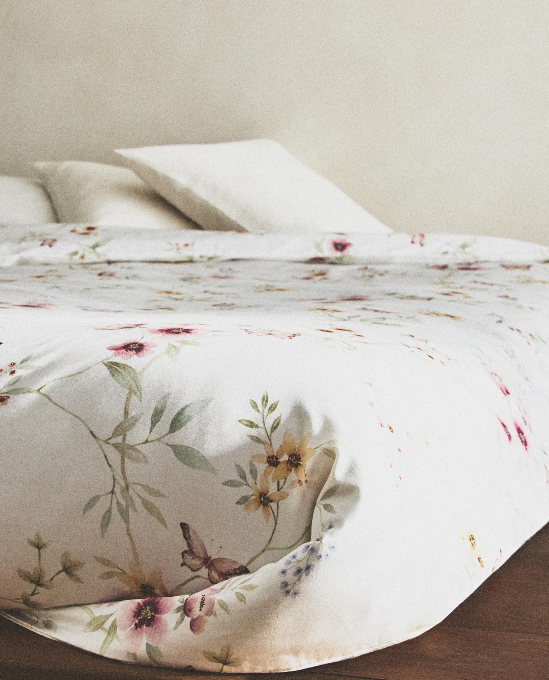 ZARA  フラワープリント ベットシーツ・カバー フラワープリント サテン デュべカバー | Zara Home 日本/Japan