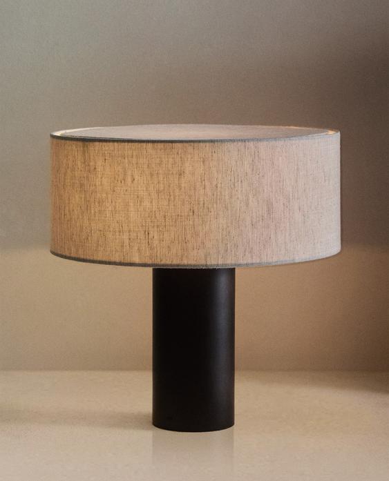 LÁMPARA MESA INALÁMBRICA MADERA Y LINO GRANDE LÁMPARA MESA INALÁMBRICA MADERA Y LINO GRANDE