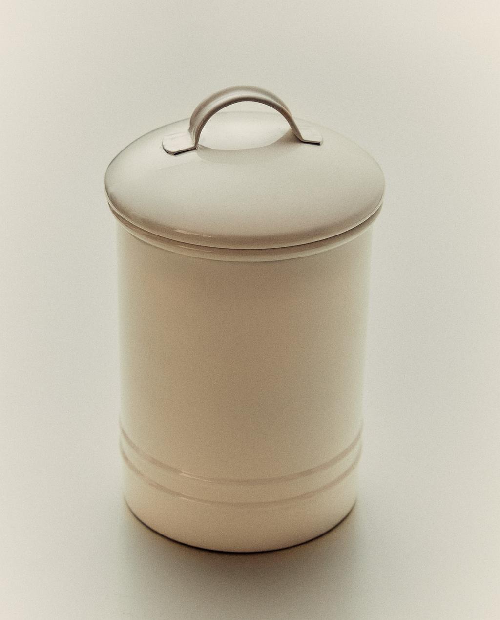 LACQUERED METAL CYLINDRICAL JAR