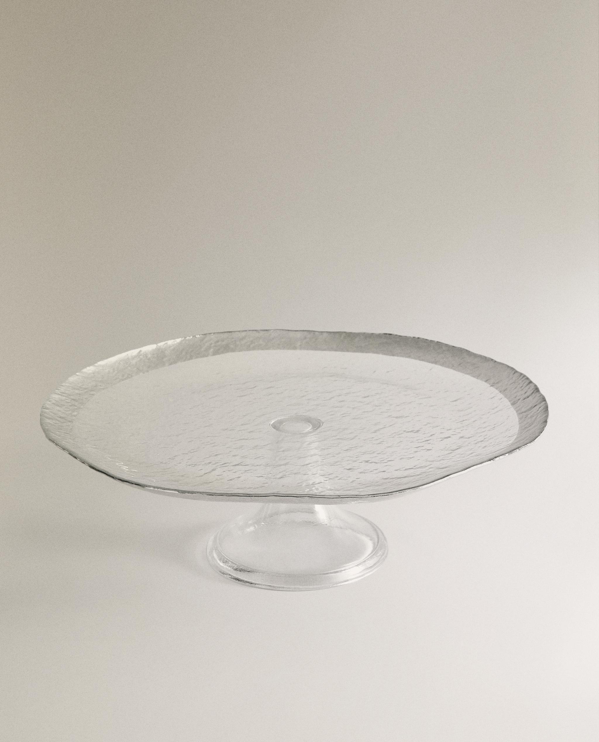 RAISED GLASS SERVING DISH WITH SILVER RIM product thumbnail 2