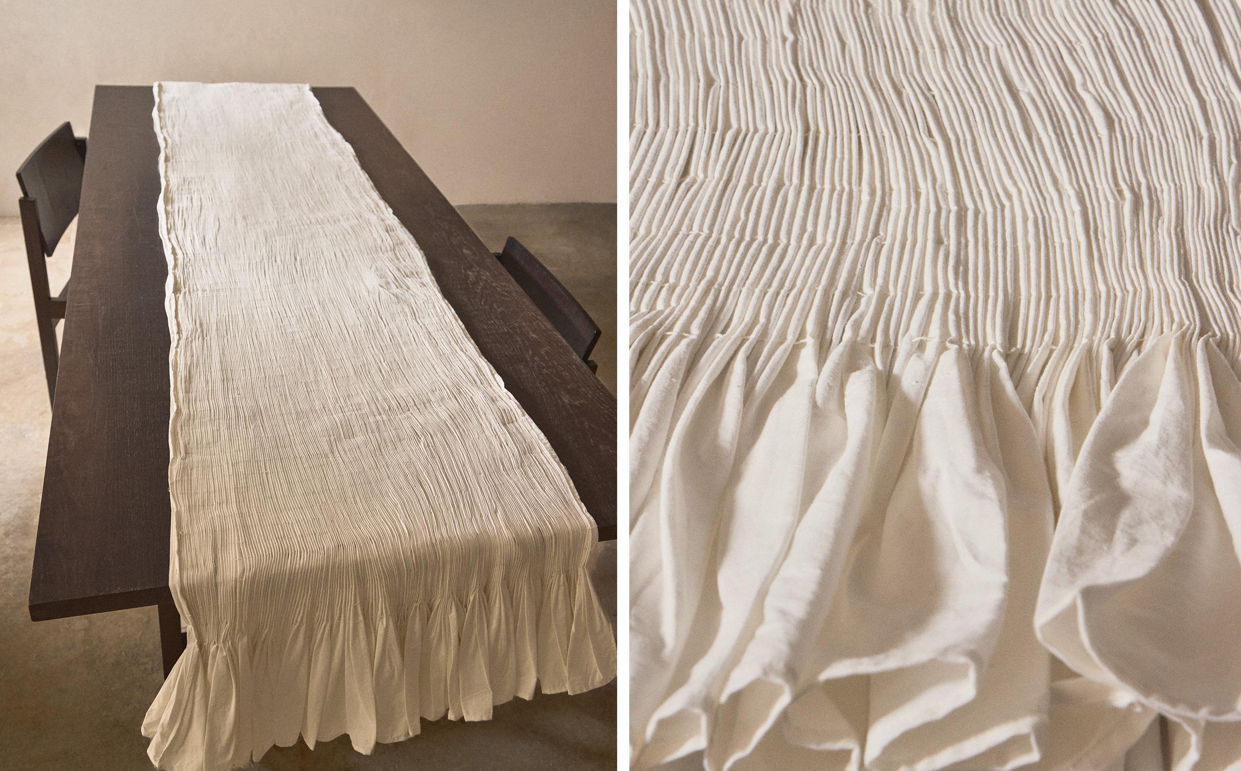 GATHERED COTTON TABLE RUNNER X FANGLU LIN