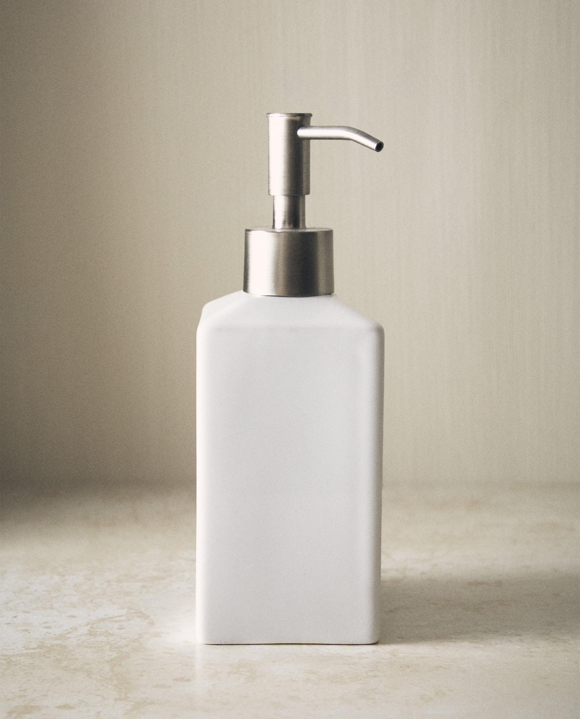 WHITE EARTHENWARE SOAP DISPENSER WHITE EARTHENWARE SOAP DISPENSER
