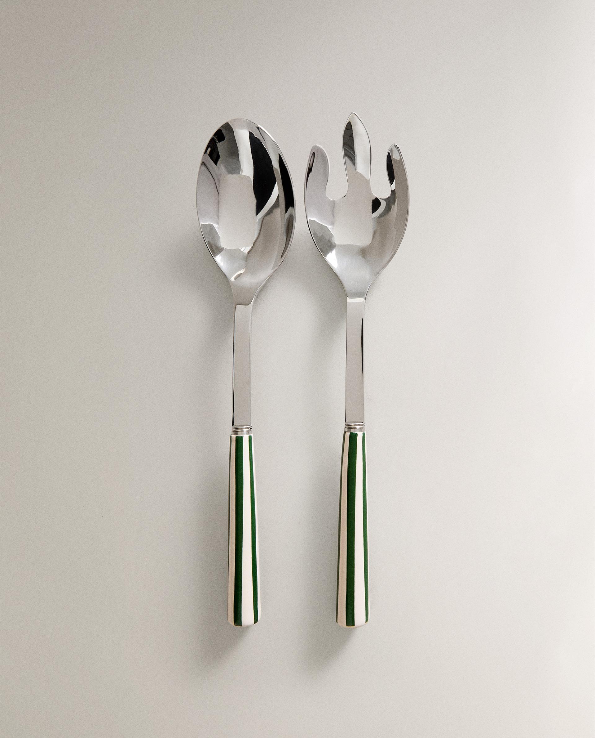 SALAD CUTLERY SET WITH CERAMIC HANDLE (SET OF 2)