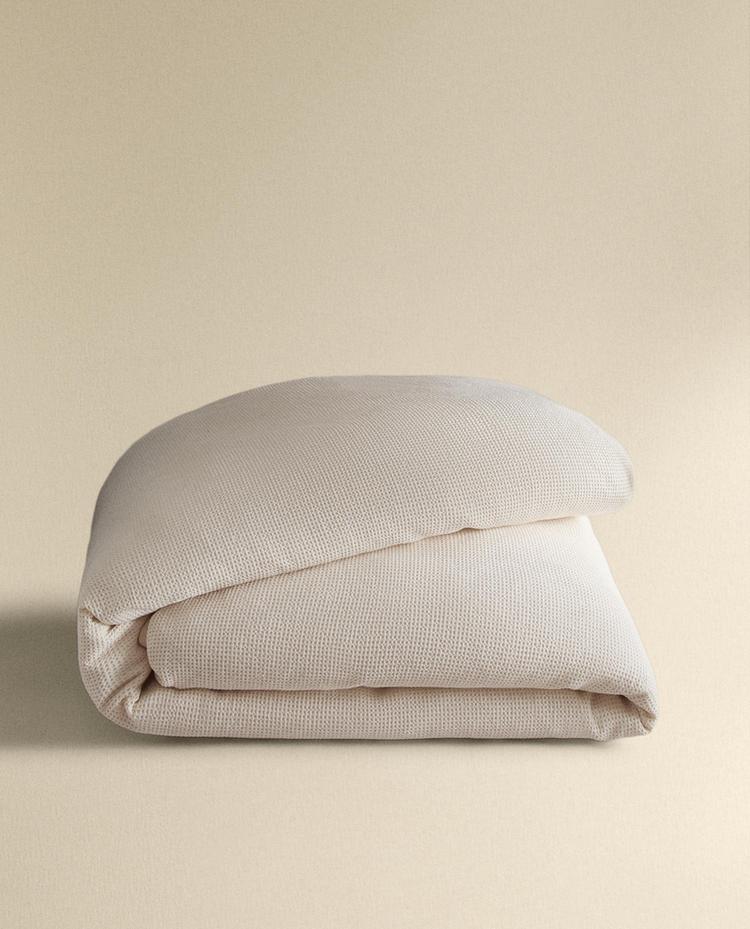 MINI WAFFLE-KNIT COTTON DUVET COVER