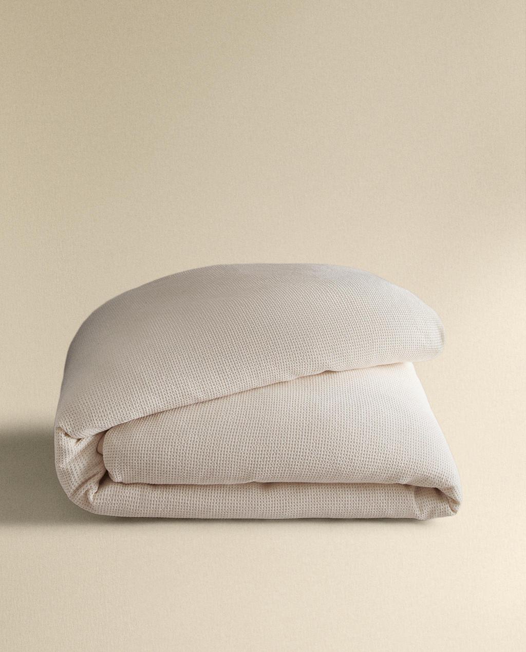 MINI WAFFLE-KNIT COTTON DUVET COVER