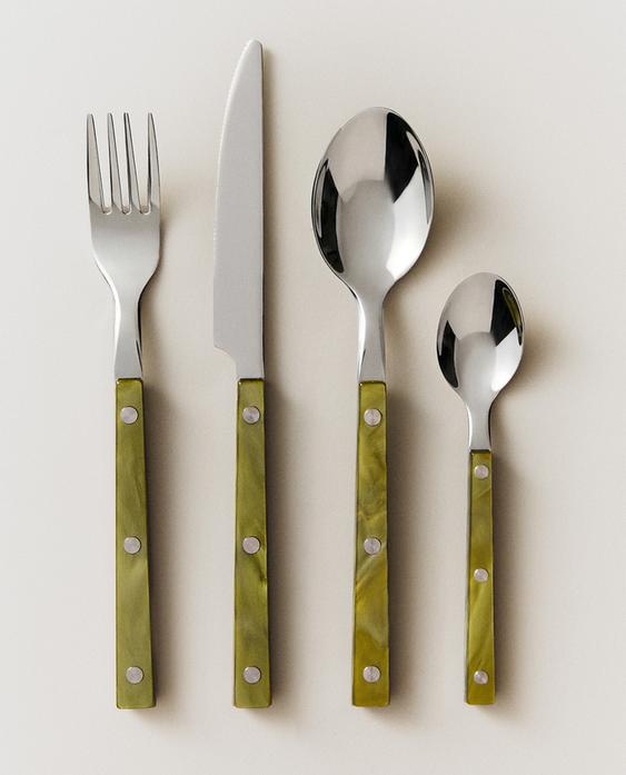 SET CUBIERTOS 4 PIEZAS MANGO ACRÍLICO