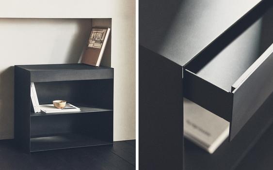 METAL BEDSIDE TABLE WITH DRAWER