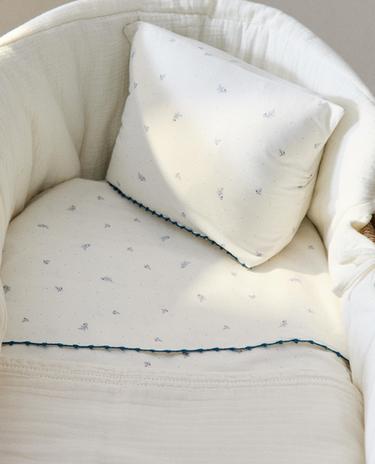 LEAVES AND POLKA DOTS MINI COT SHEET SET