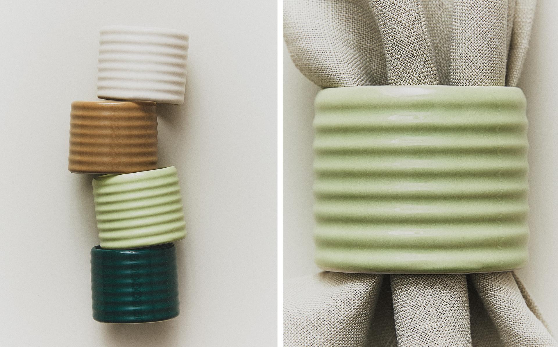 PACK OF CERAMIC NAPKIN RINGS WITH RAISED DESIGN (PACK OF 4) PACK OF CERAMIC NAPKIN RINGS WITH RAISED DESIGN (PACK OF 4)