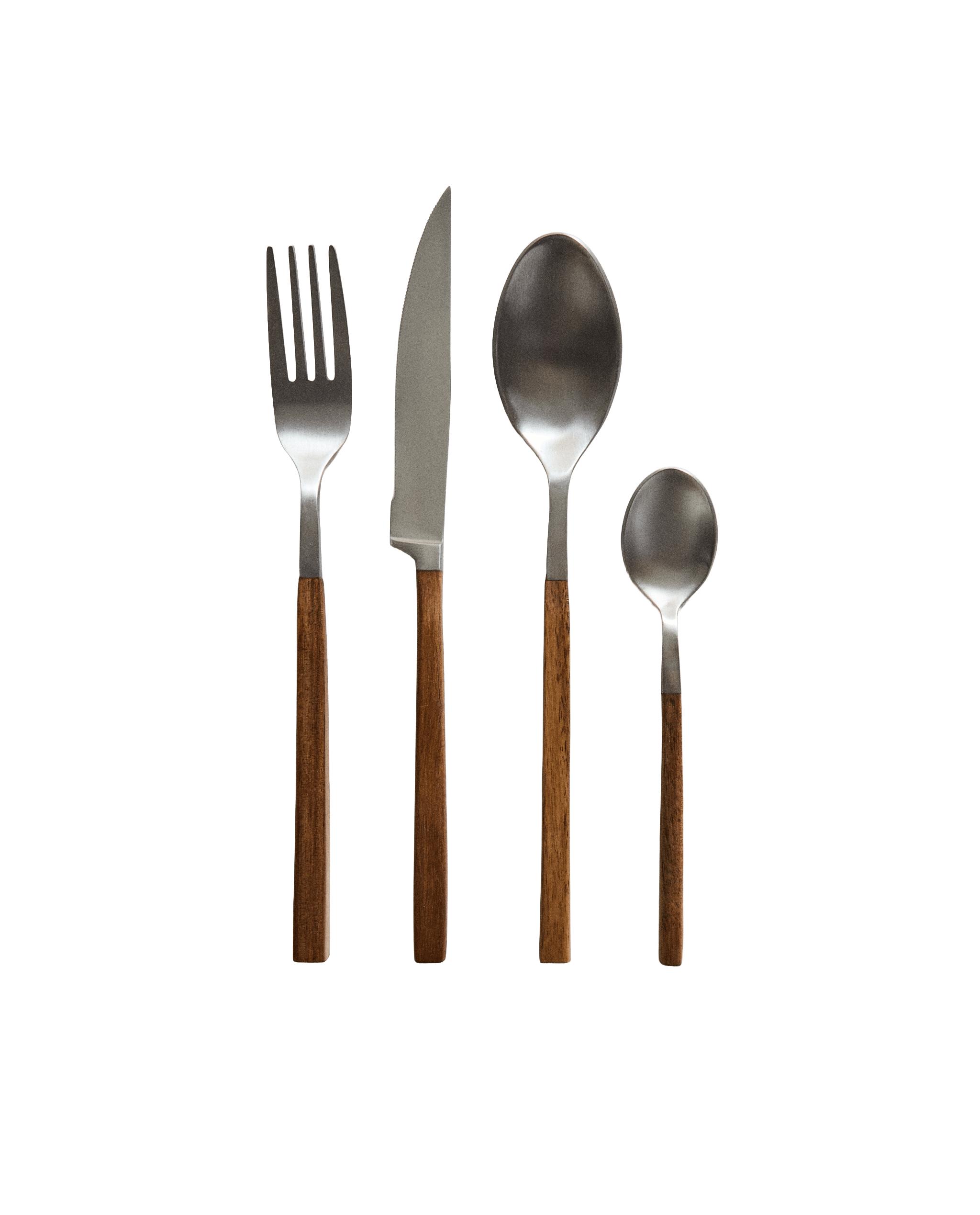 CUTLERY SET WITH WOODEN HANDLE (SET OF 4) | Zara Home Kosovë