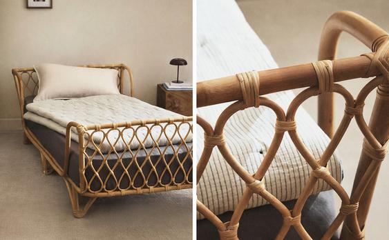 BETTGESTELL AUS RATTAN