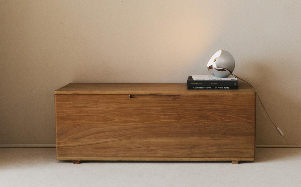 ELM WOOD BENCH WITH STORAGE