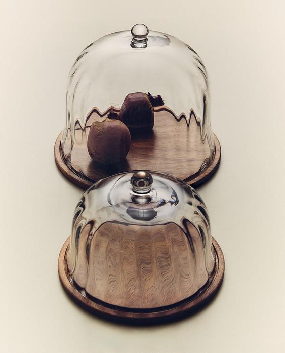 WOODEN CAKE STAND WITH GLASS DOME WOODEN CAKE STAND WITH GLASS DOME