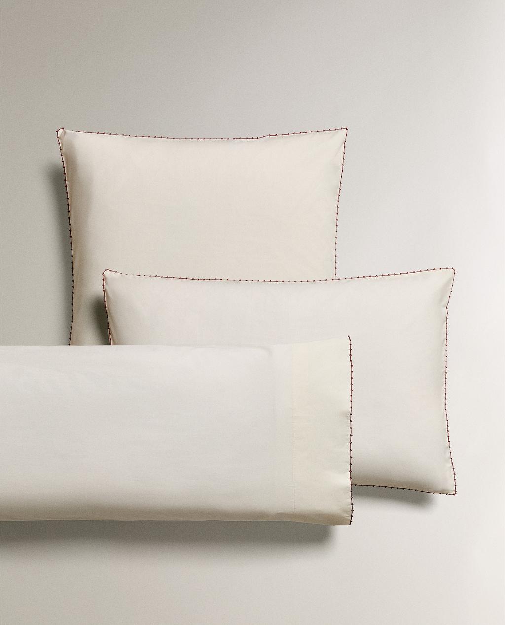 EMBROIDERED PILLOWCASE WITH TRIM