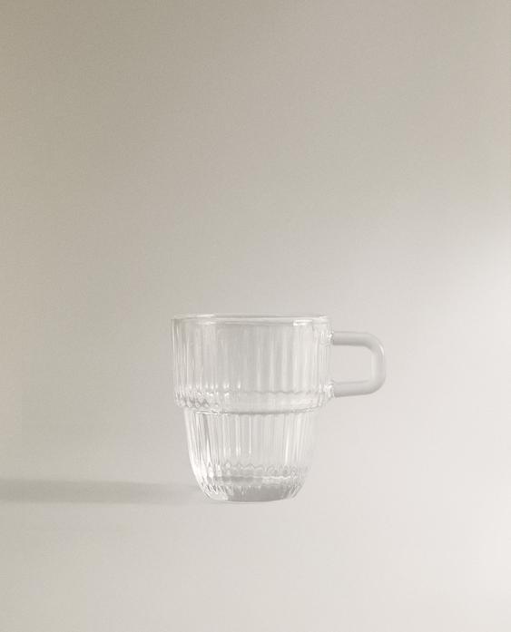 GLASS ESPRESSO CUP WITH RAISED DESIGN