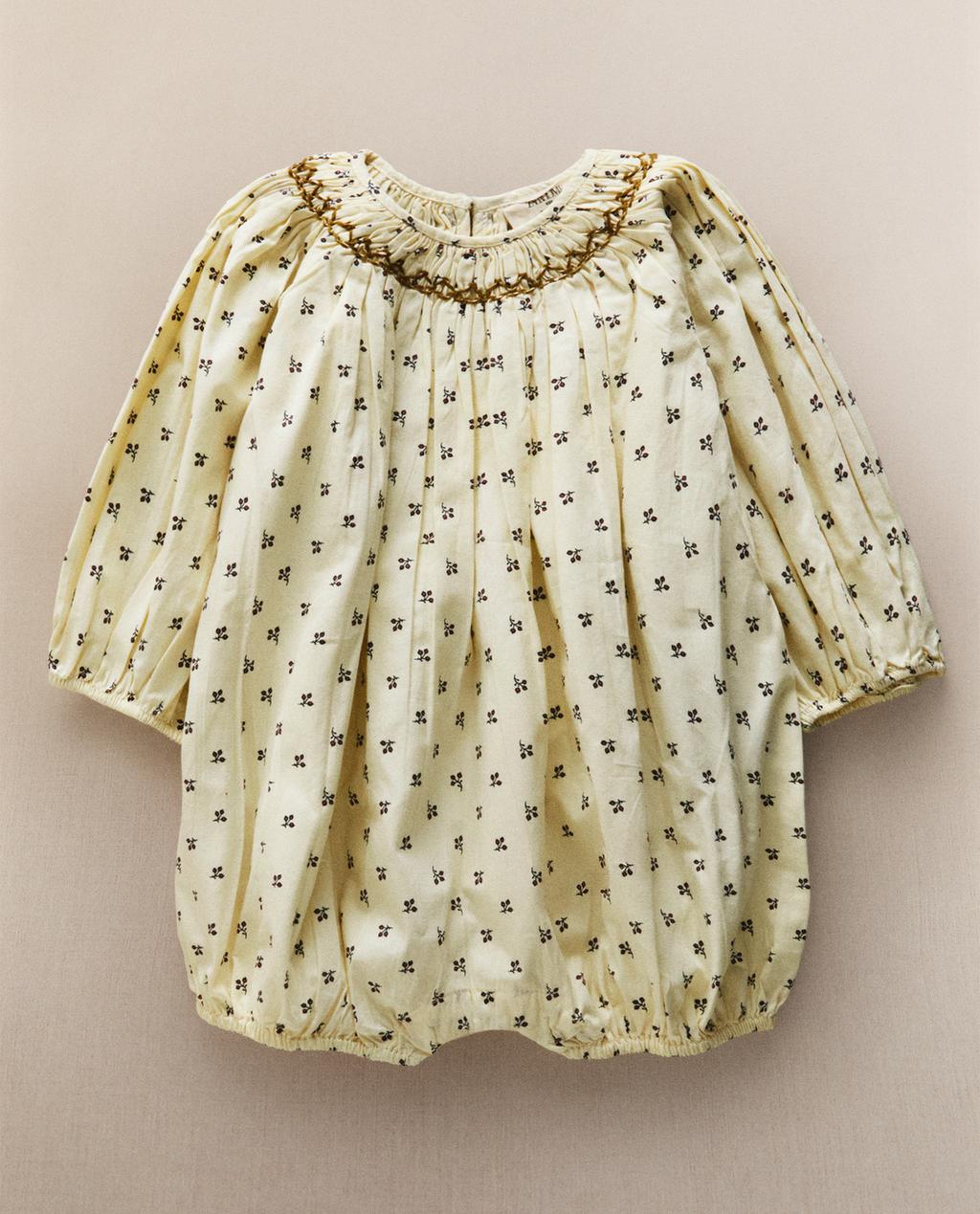 GATHERED FLORAL BABY ROMPER GATHERED FLORAL BABY ROMPER