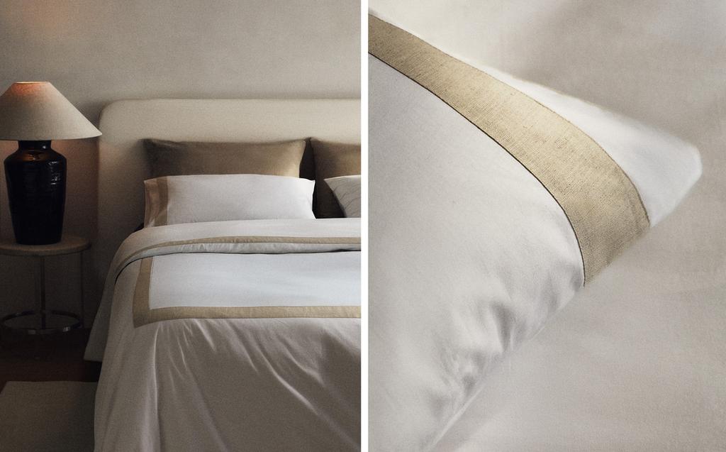 KATOENEN DEKBEDOVERTREK MET SIERRAND