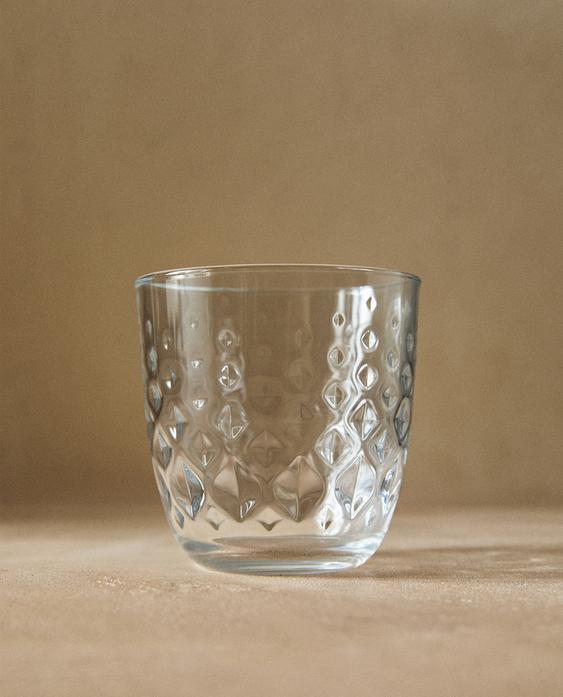 VASO AGUA VIDRIO RELIEVE RUBI