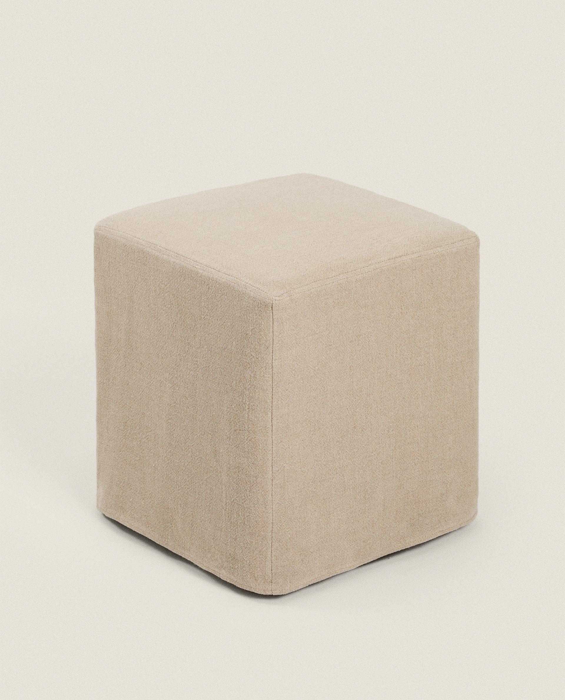 LINEN POUF STOOL