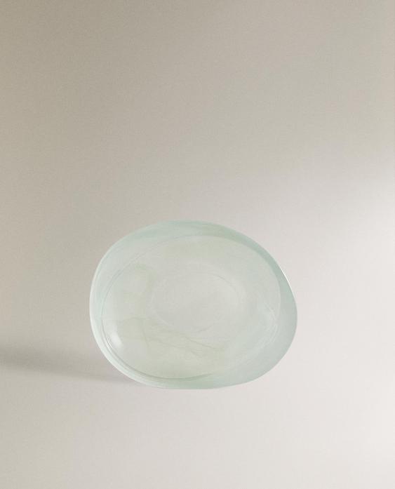 SHADED GREEN GLASS BATHROOM SOAP DISH