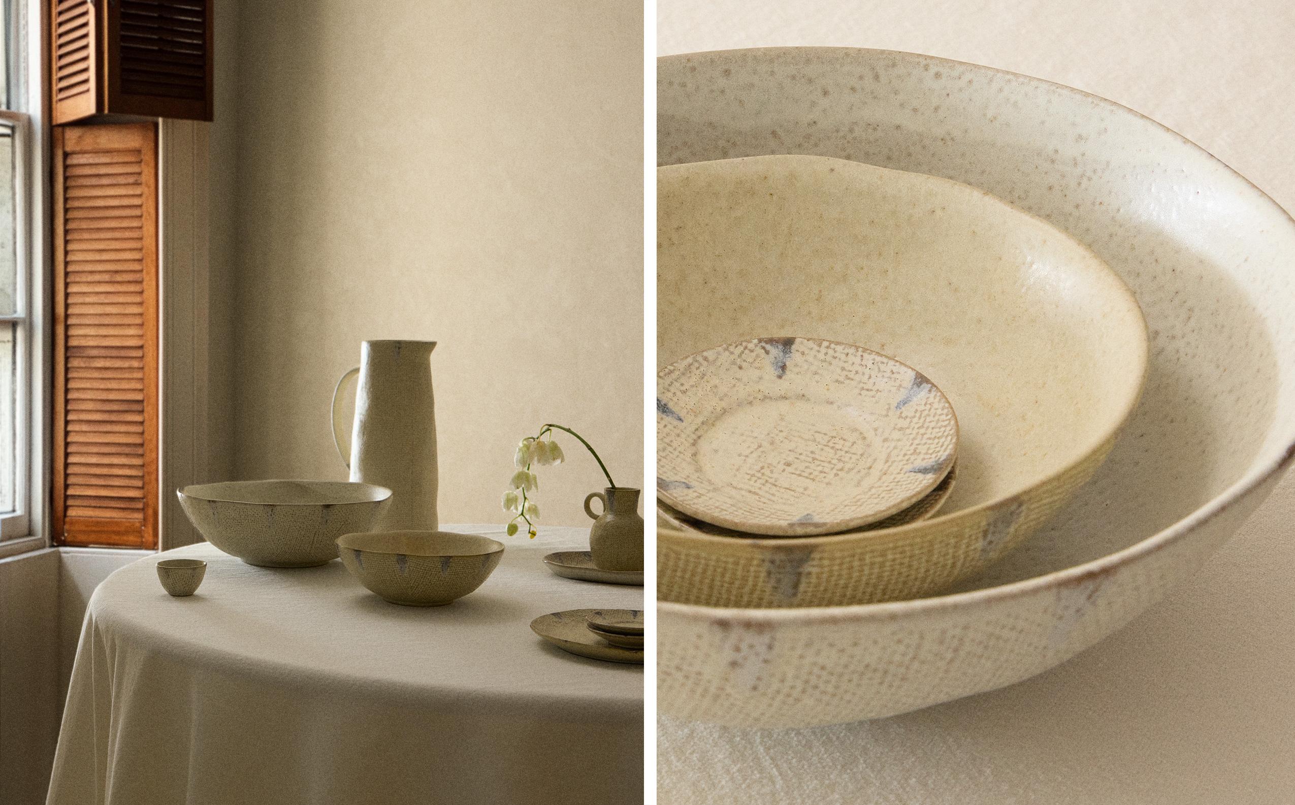 STONEWARE TABLEWARE WITH TEXTURE