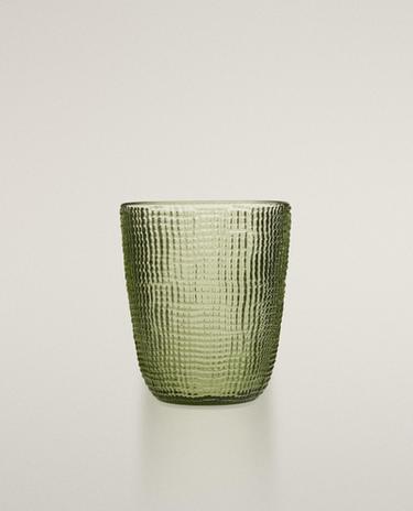 RAISED DESIGN GLASS TUMBLER