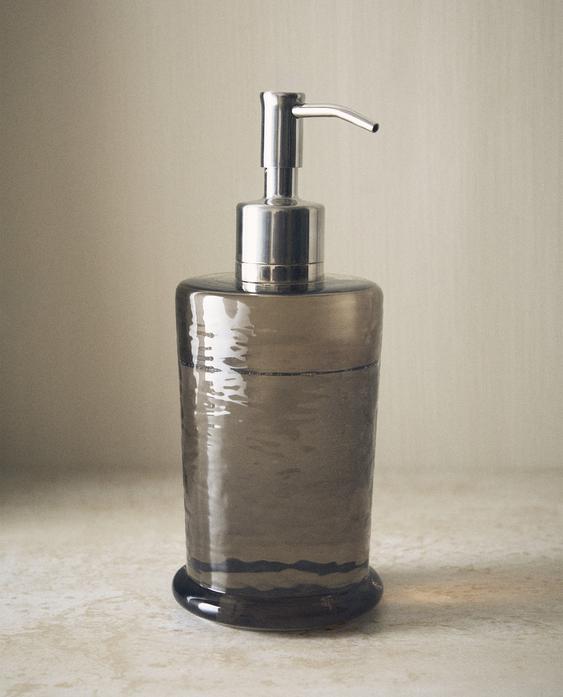 SMOKY TEXTURED GLASS SOAP DISPENSER SMOKY TEXTURED GLASS SOAP DISPENSER