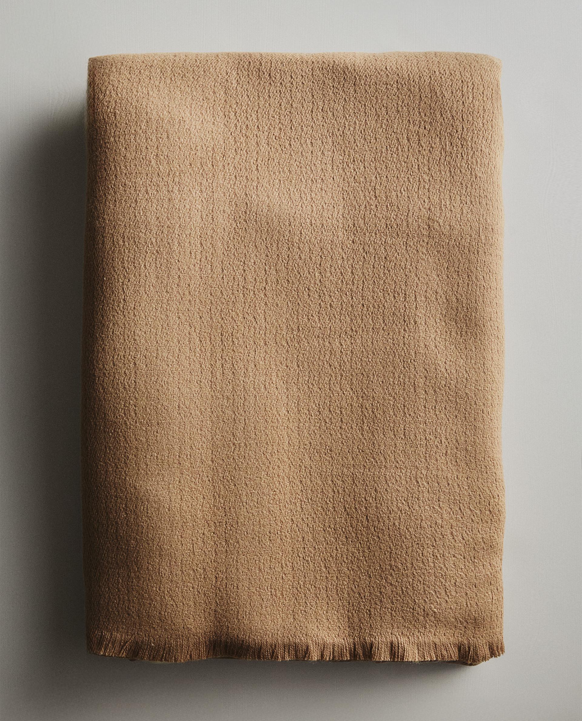 ZARA  フリンジ 付き ブランケット ホワイト ブラウン ザラホーム ソフトフリンジ ブランケット | Zara Home 日本/Japan