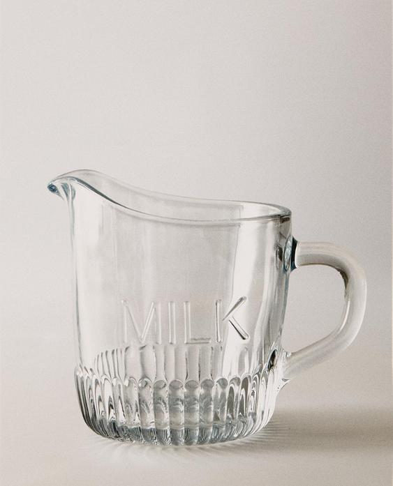 GLASS MILK PITCHER WITH STRIPED BASE