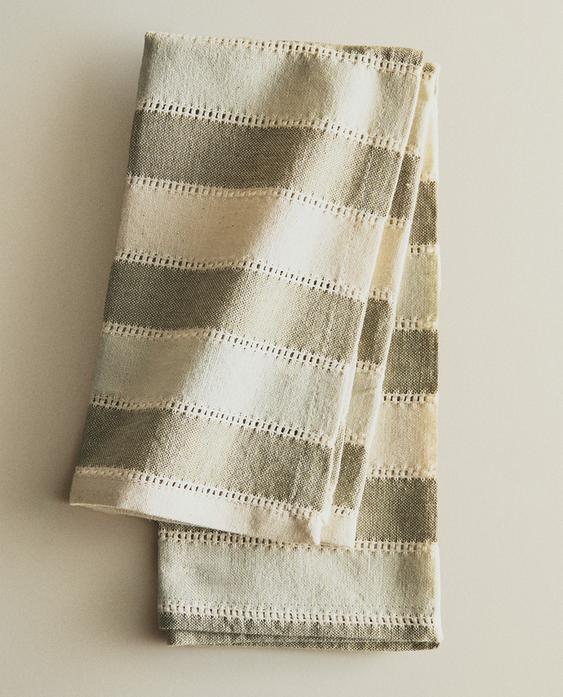 حزمة فوط مائدة مخططة بحافة دانتيل (حزمة 2 قطعة)