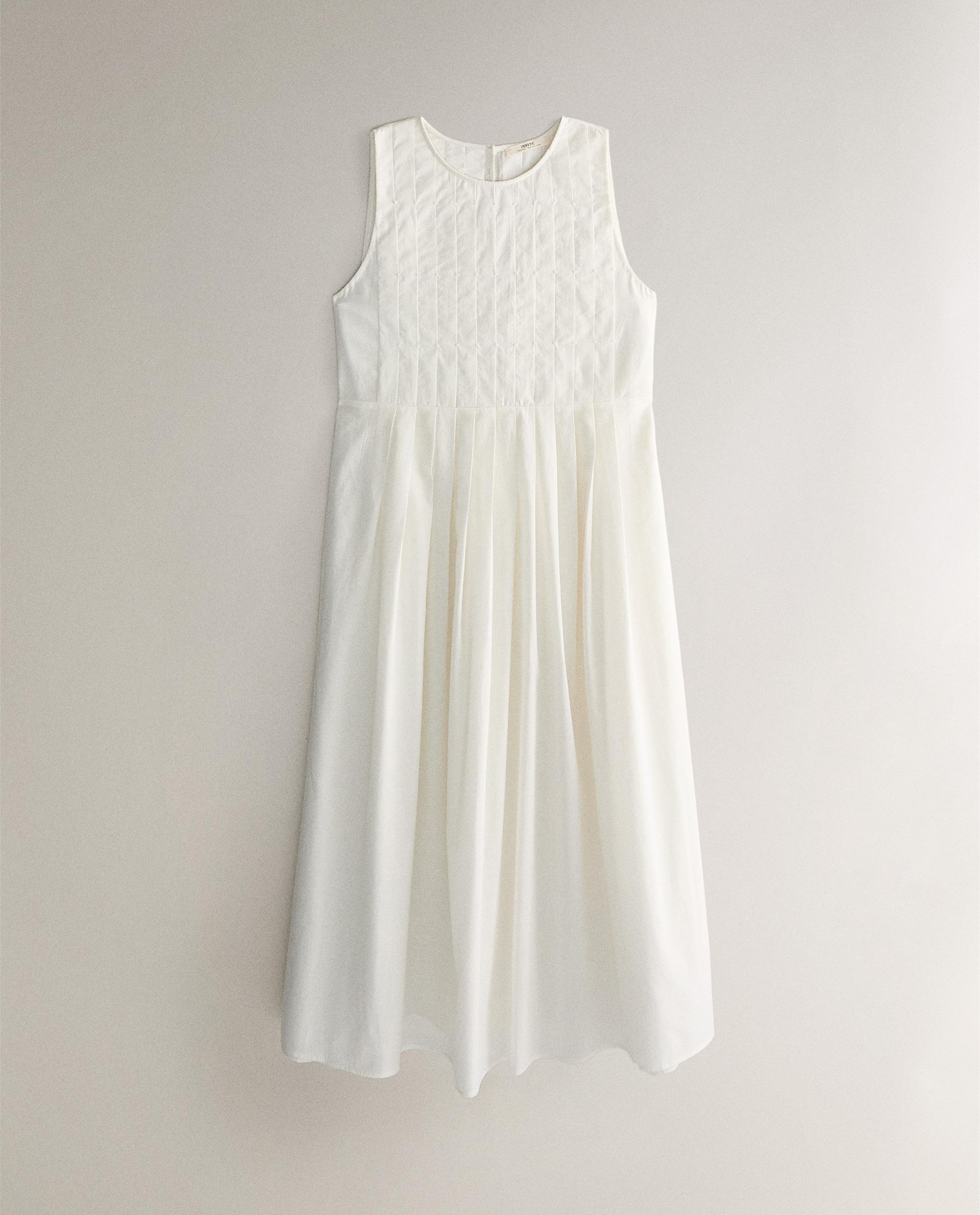 MIDI COTTON BEACH DRESS WITH PINTUCKS | Zara Home United