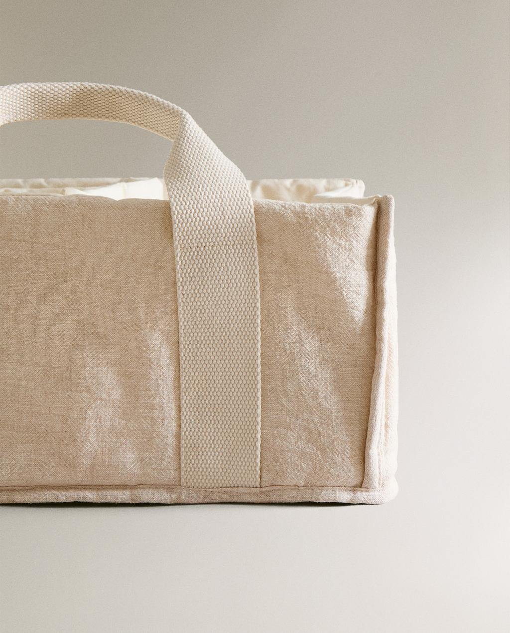 CHILDREN'S LINEN POPLIN NAPPY CADDY WITH HANDLES