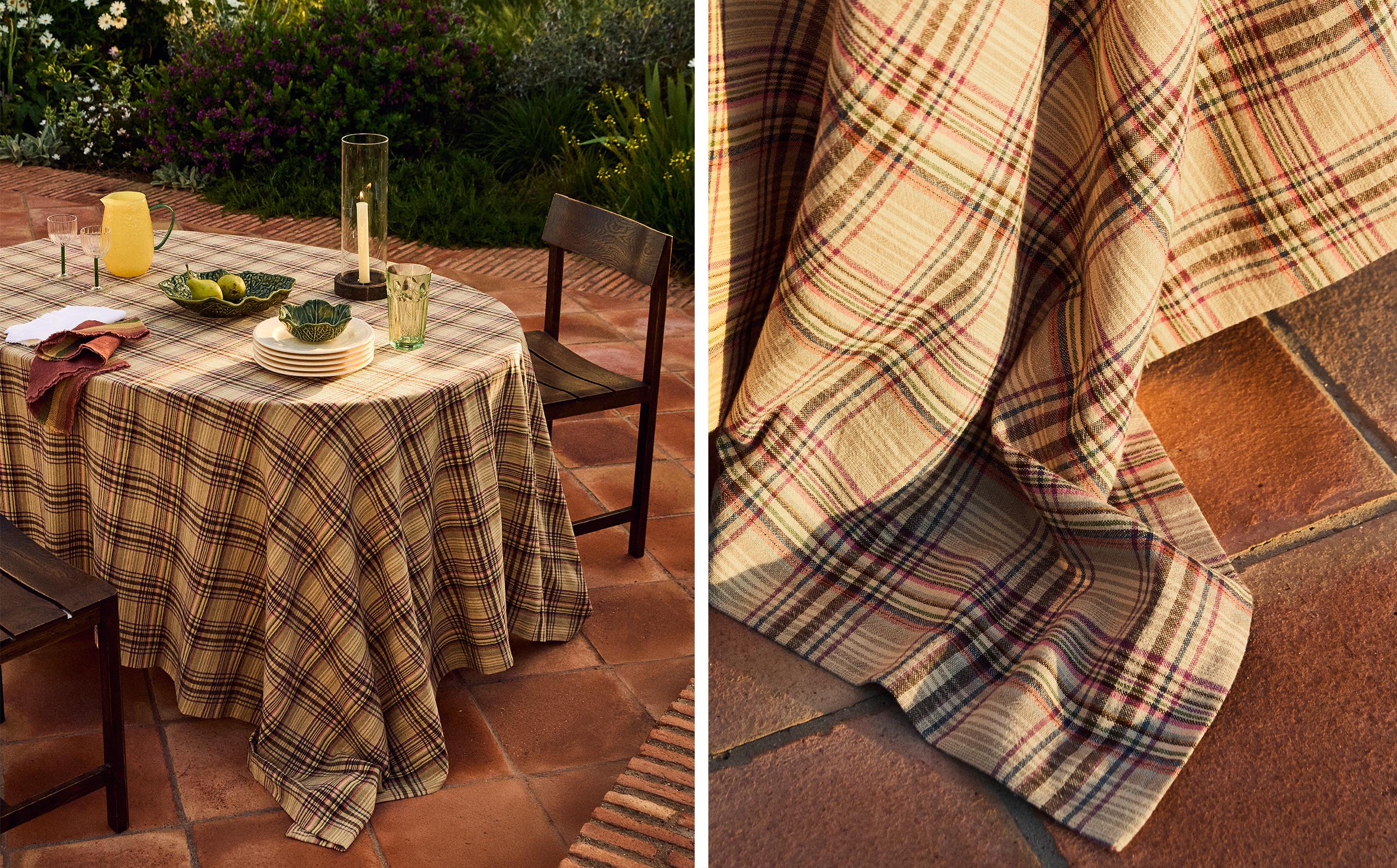 CHECK COTTON LINEN TABLECLOTH