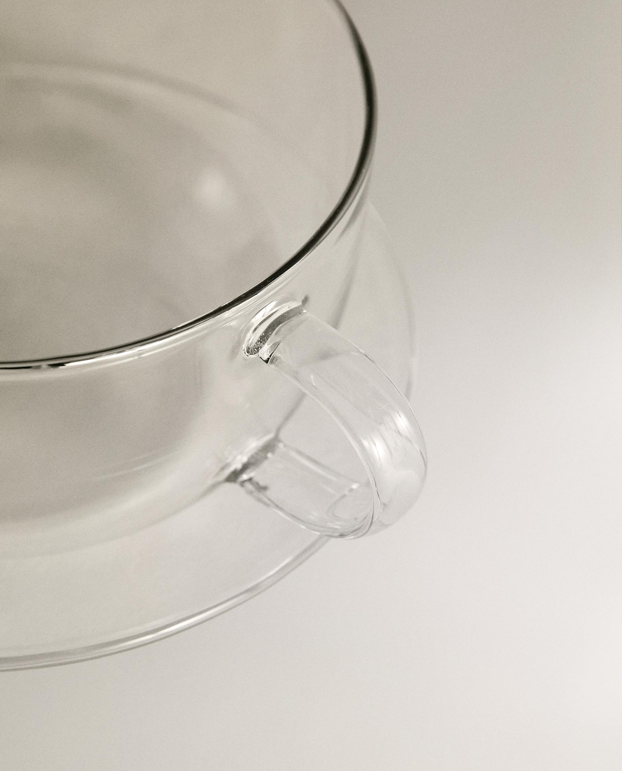 BOROSILICATE GLASS TEACUP AND SAUCER WITH SILVER RIM product thumbnail 7