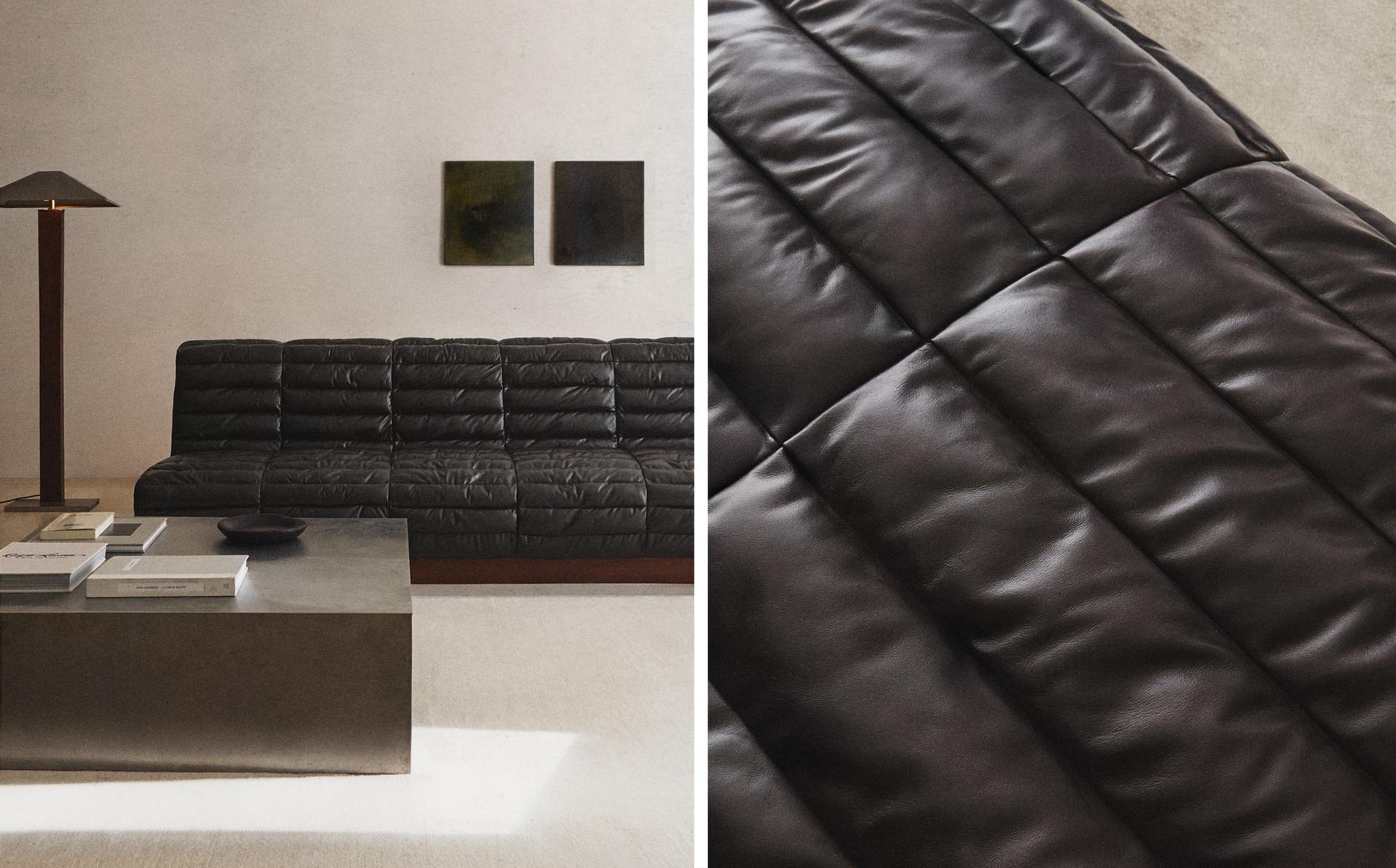 QUILTED LEATHER COUCH
