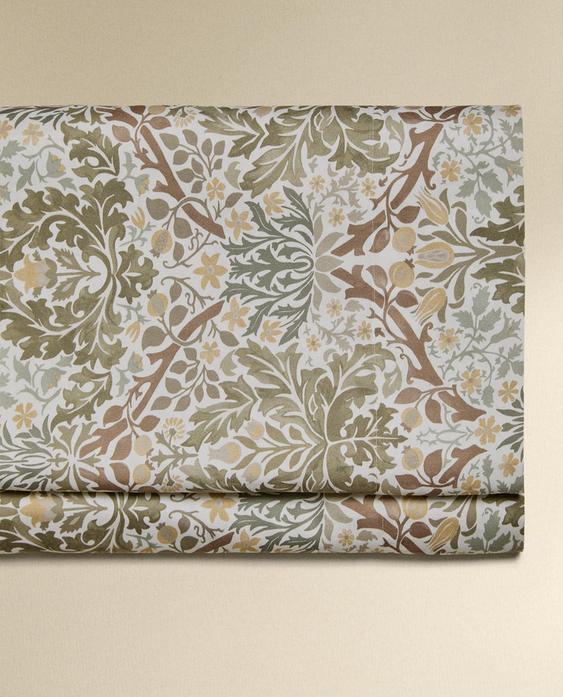 MORRIS & CO. LEAF PRINT COTTON SATEEN FLAT SHEET MORRIS & CO. LEAF PRINT COTTON SATEEN FLAT SHEET