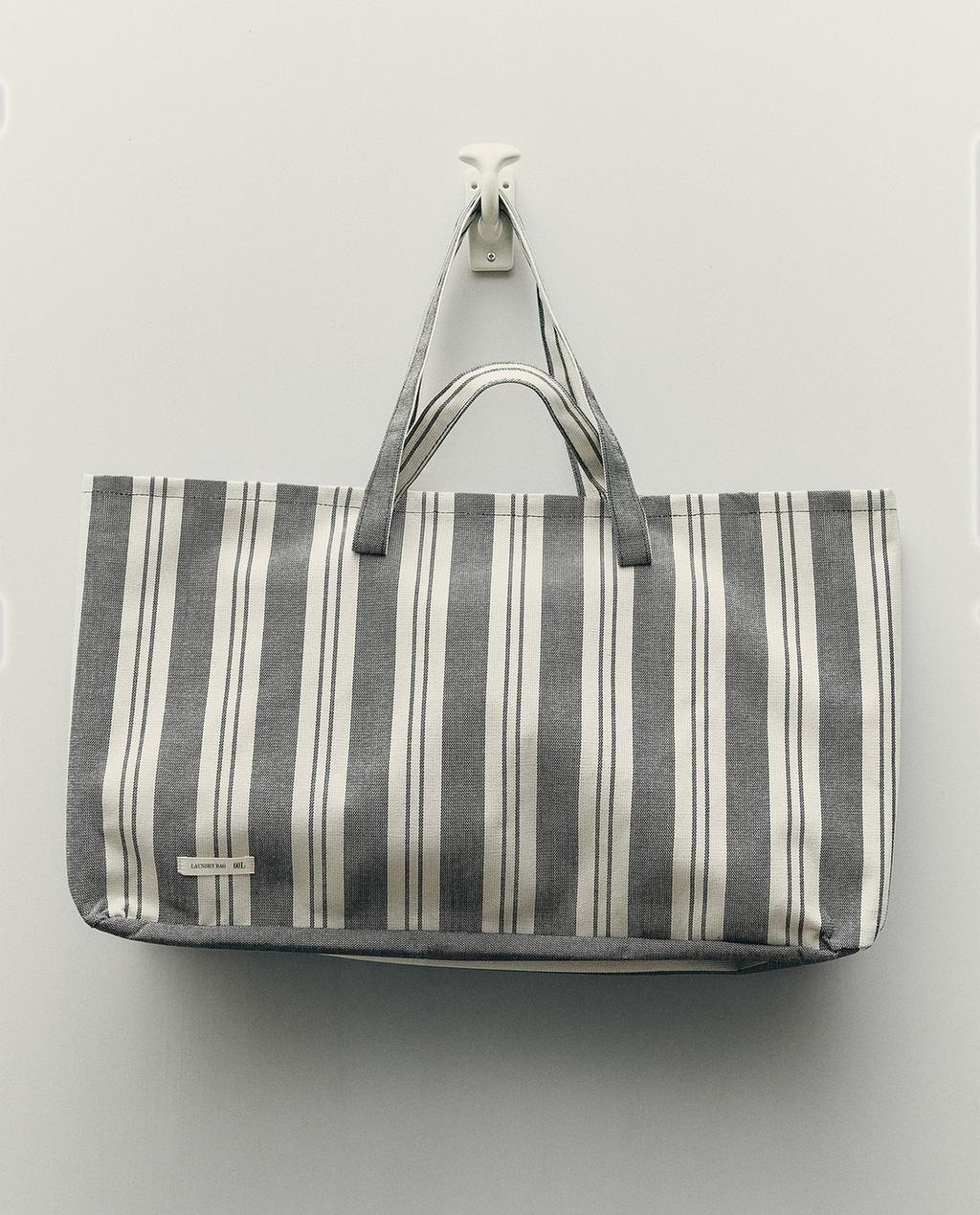STRIPED COTTON LAUNDRY BAG