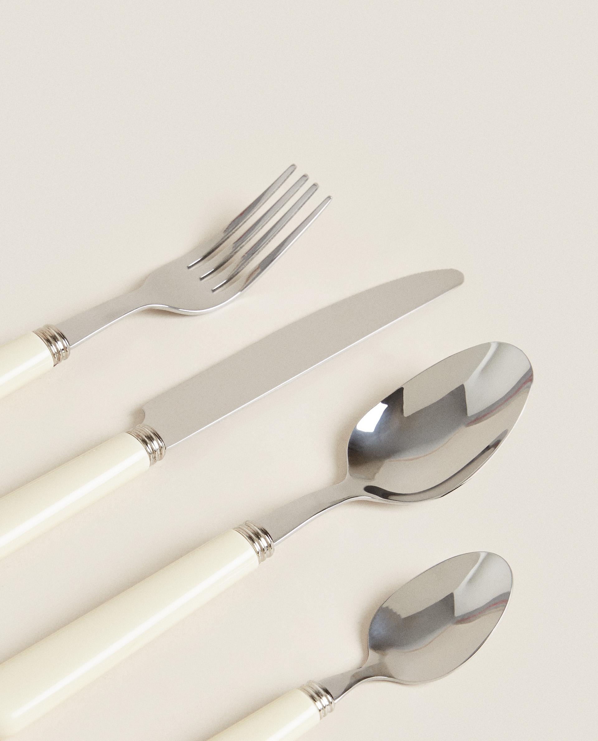 4-PIECE FLATWARE SET WITH COLORED HANDLE | Zara Home United