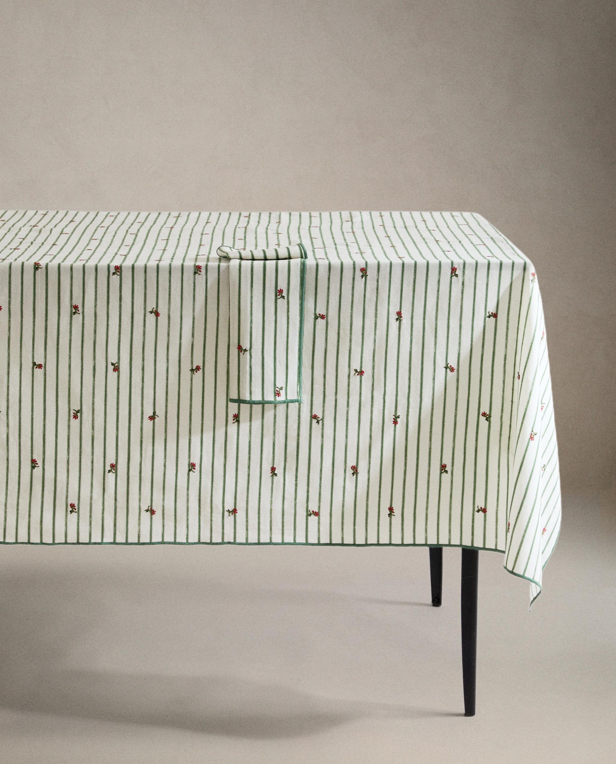 STRIPED TABLECLOTH WITH FLORAL EMBROIDERY product thumbnail 20