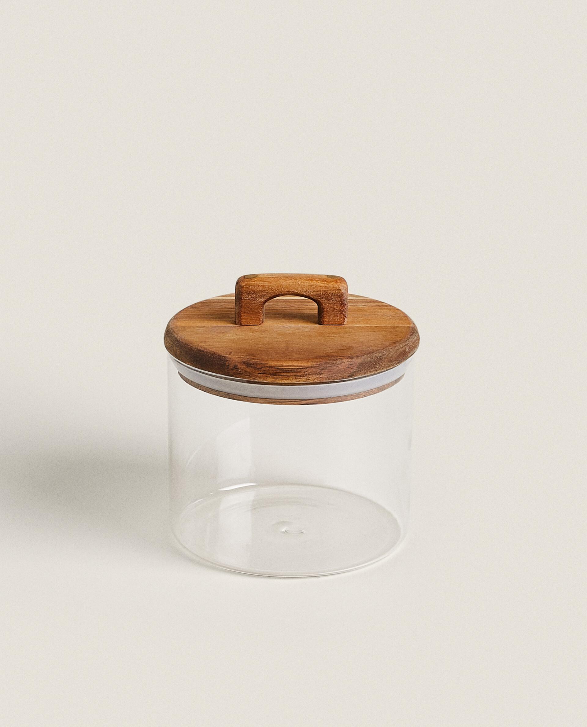 BOROSILICATE GLASS AND WOOD STORAGE JAR product thumbnail 5