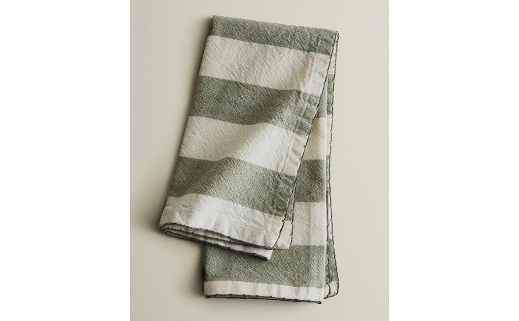 LOT DE SERVIETTES FIL TEINTÉ RAYURES (LOT DE 2)